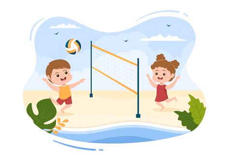 cartoon beach volleyball